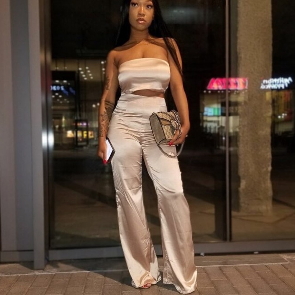 Champagne Satin 2 piece set